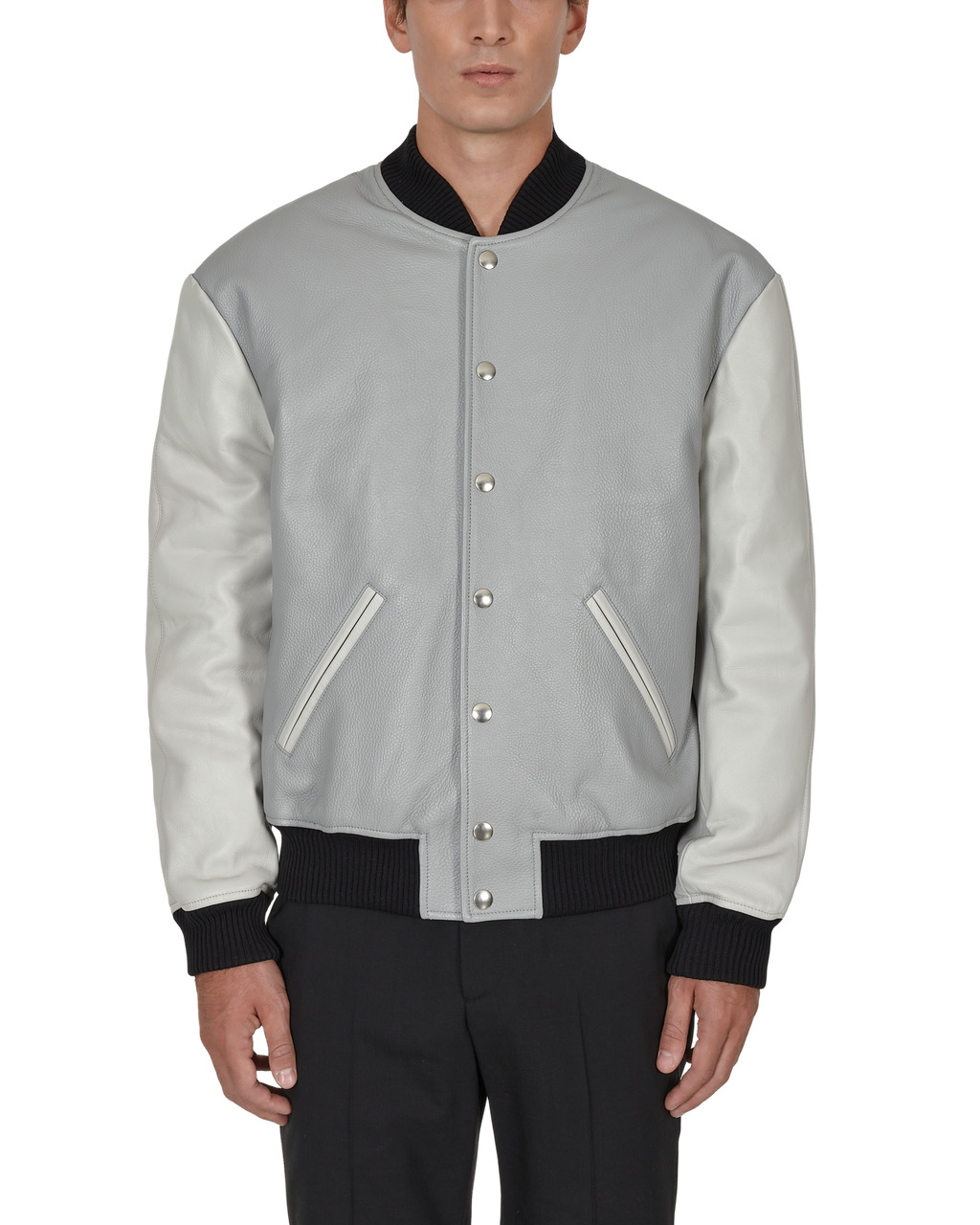 EMBROIDERED LEATHER LOGO VARSITY JACKET - 2