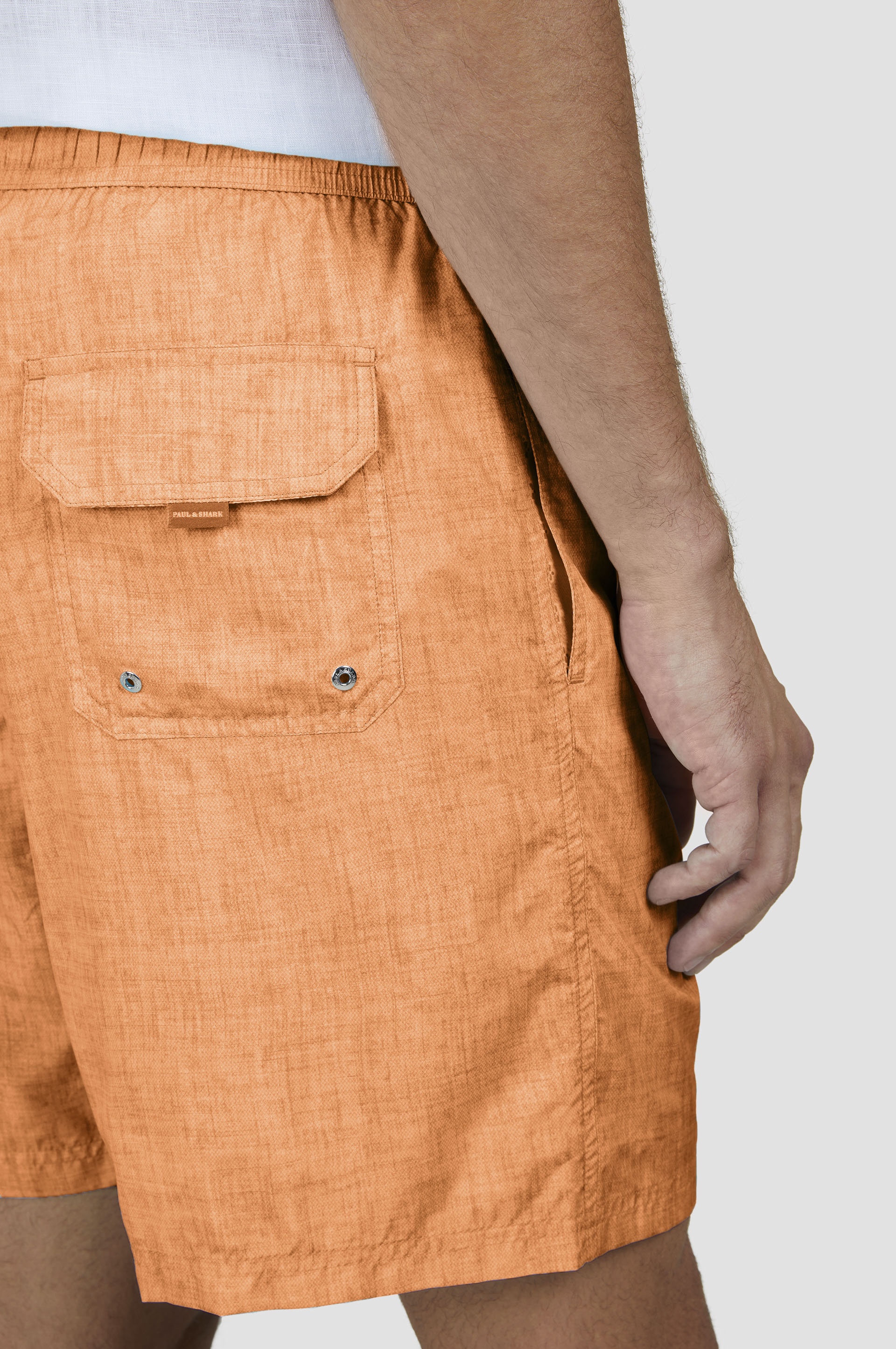 SWIM SHORTS WITH LINEN-EFFECT PRINT - 4