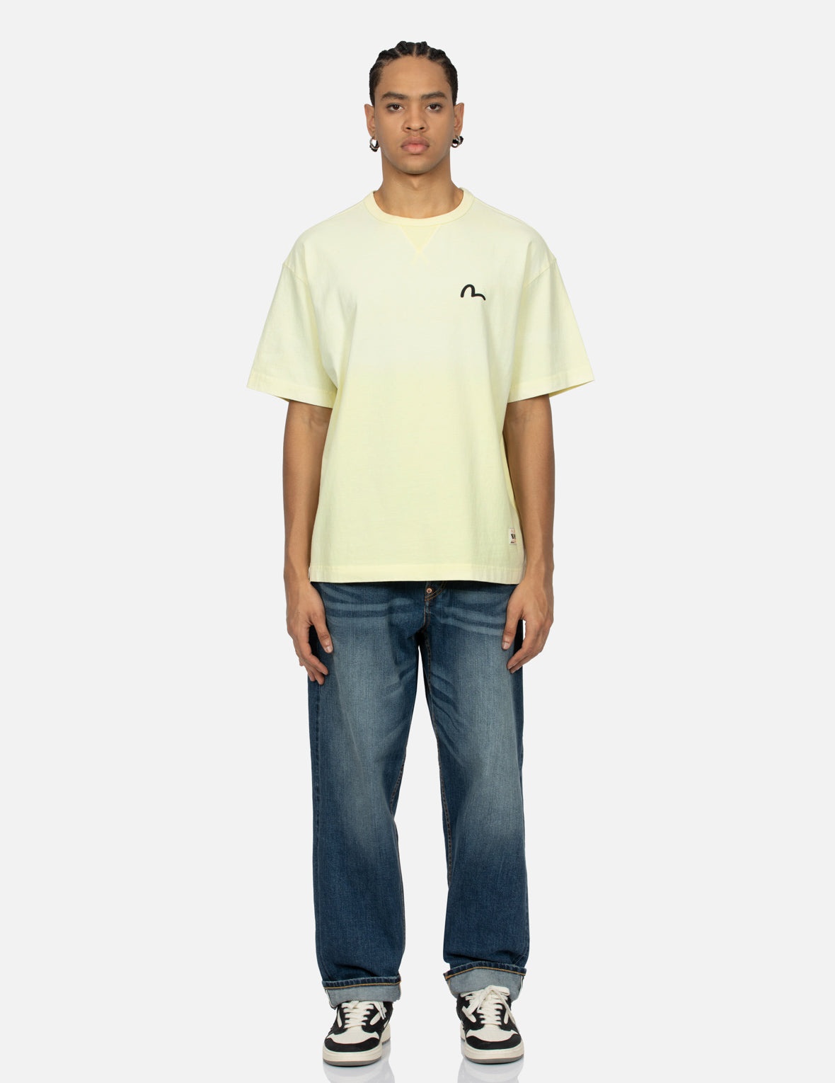 Ecru Brushstroke Daicock Loose Fit Jeans - 5
