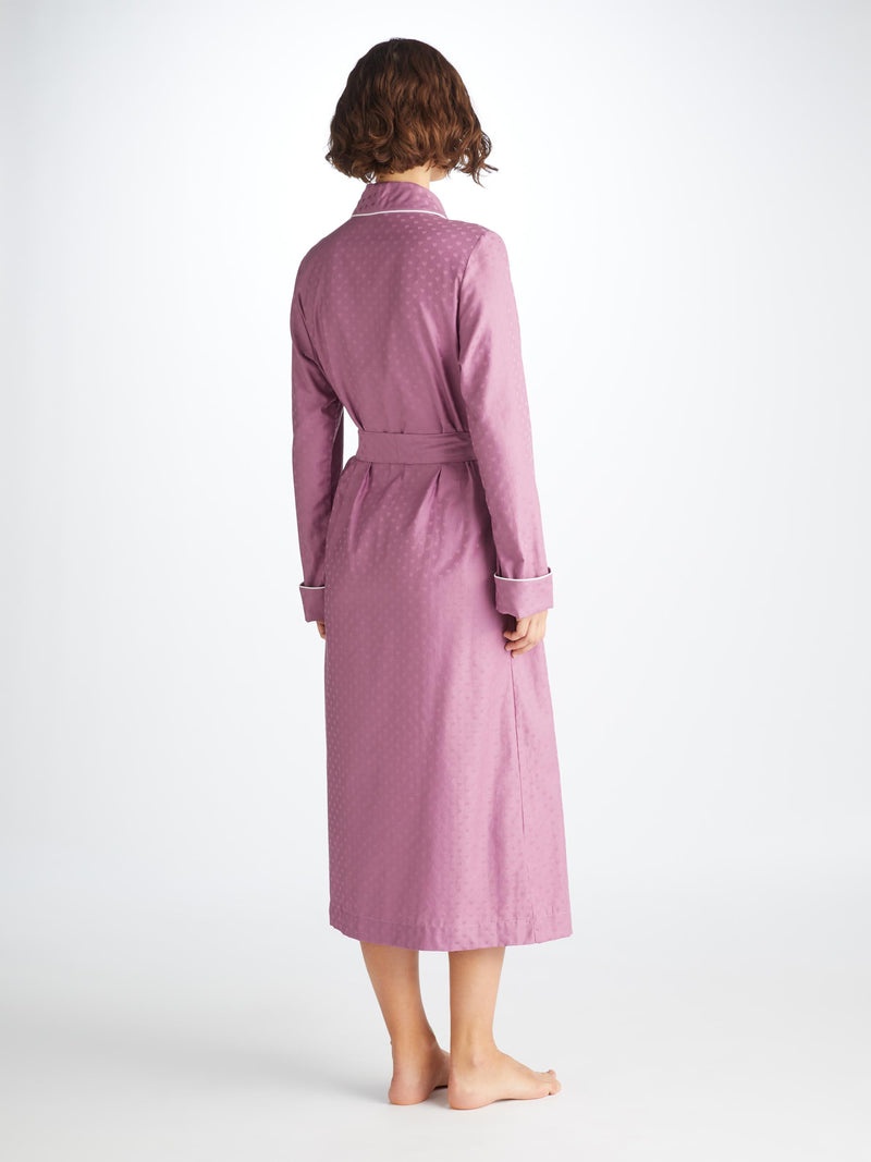 Women's Long Dressing Gown Kate 10 Cotton Jacquard Purple - 4