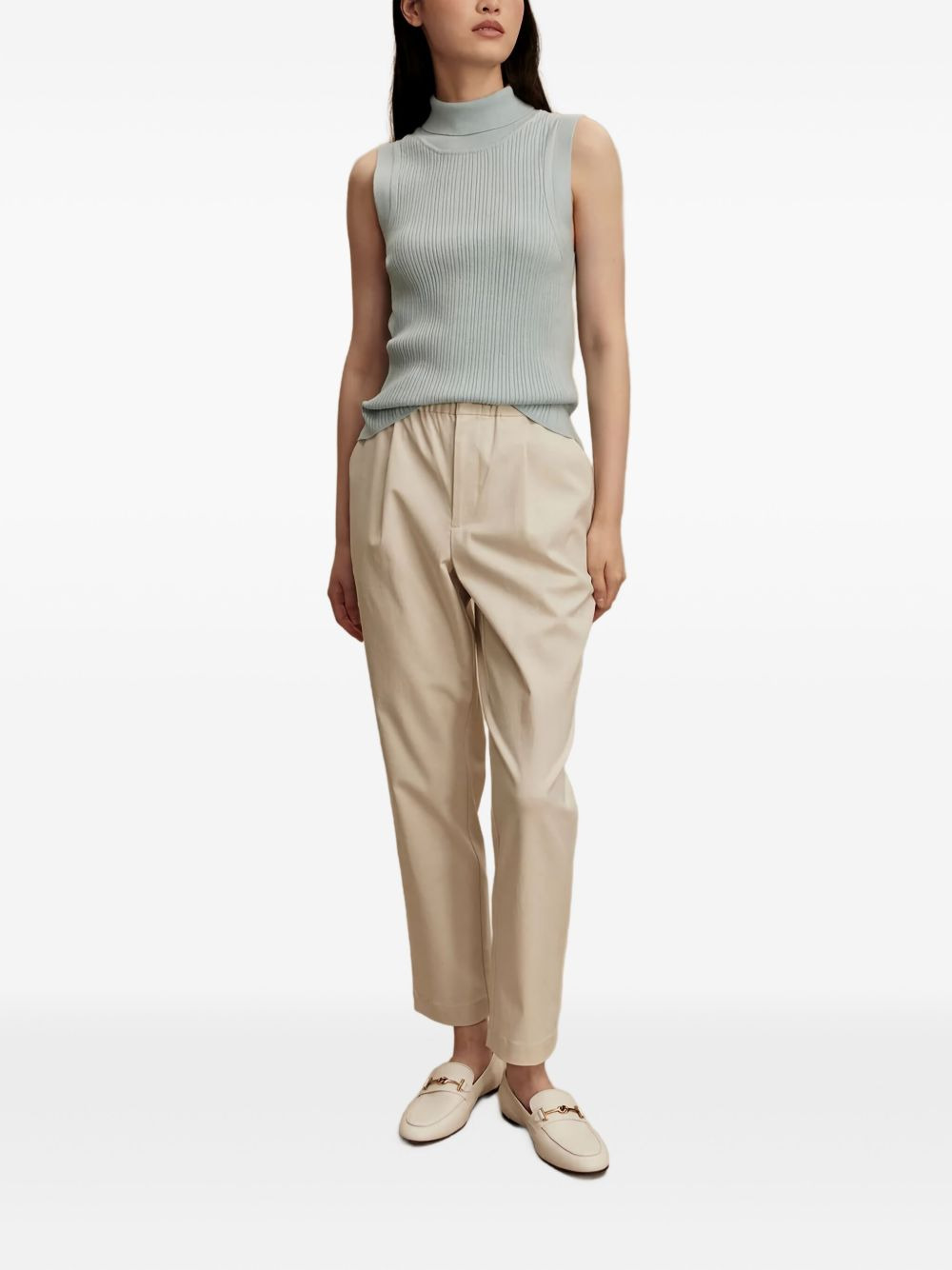 ribbed turtleneck tank top - 2