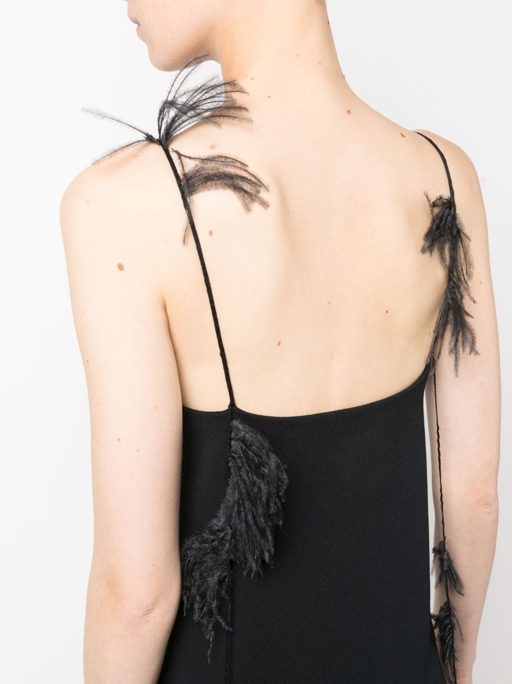 feather-trim slip dress - 5