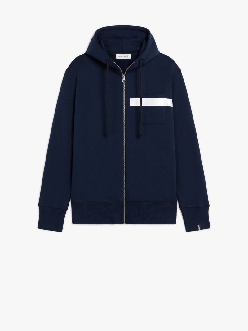 NAVY X WHITE COTTON HOODED SWEATSHIRT | GJM-208 1