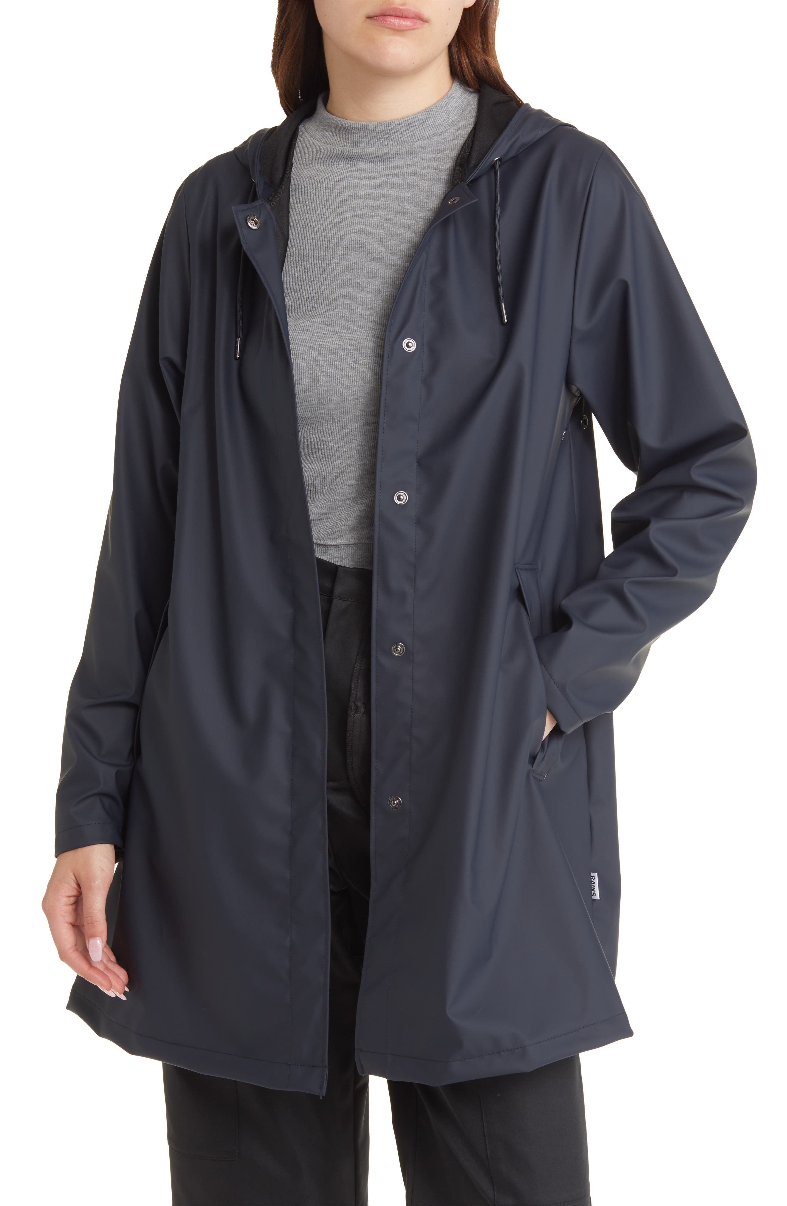 Rains Waterproof A-Line Rain Jacket in Navy at Nordstrom - 4