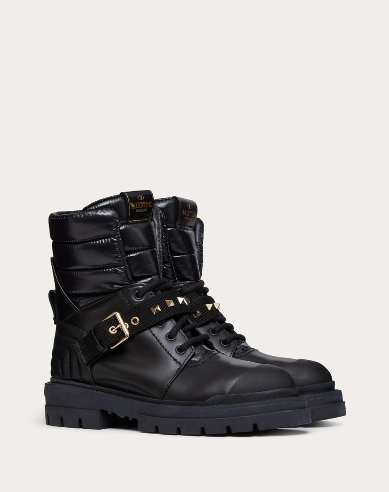 WATERPROOF CALFSKIN AND TECHNICAL NYLON ROCKSTUD COMBAT BOOT 20MM 2