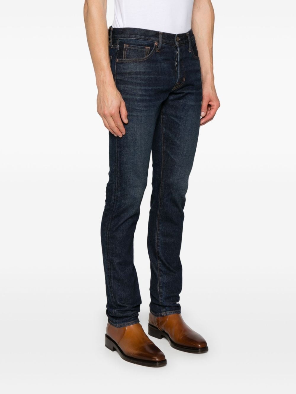 slim-cut washed jeans - 3