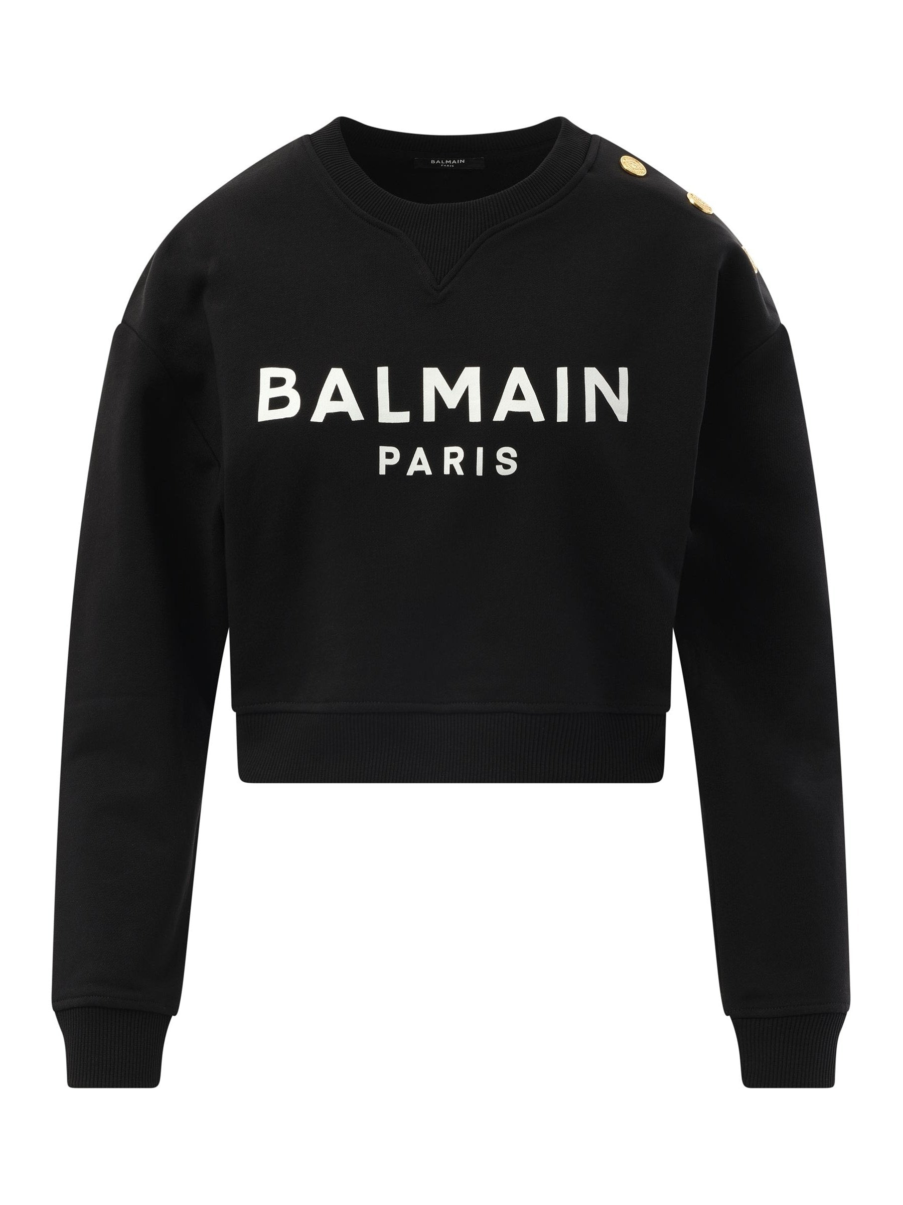 3 Button Balmain Printed Sweatshirt in Black/White - 2