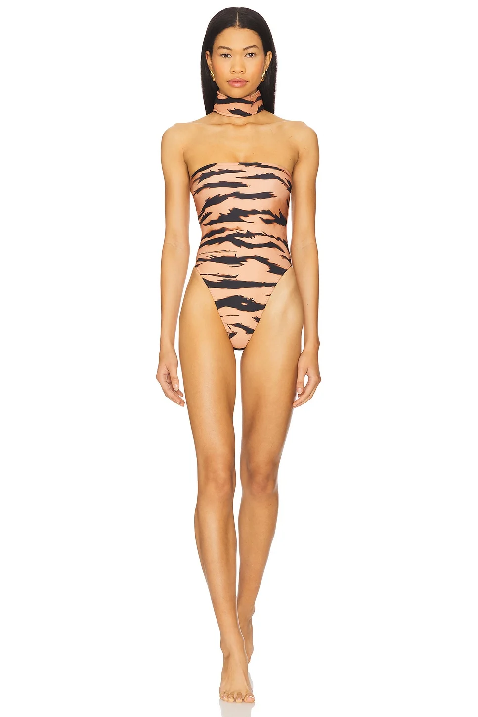 X Sabine Getty High Leg Strapless One Piece Swimsuit - 1