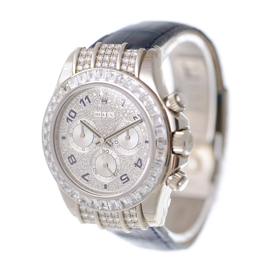 Rolex Cosmorgarph Daytona Pave Diamond Dial 18K White Gold Case Set with 48 Diamonds Leather Strap M - 4