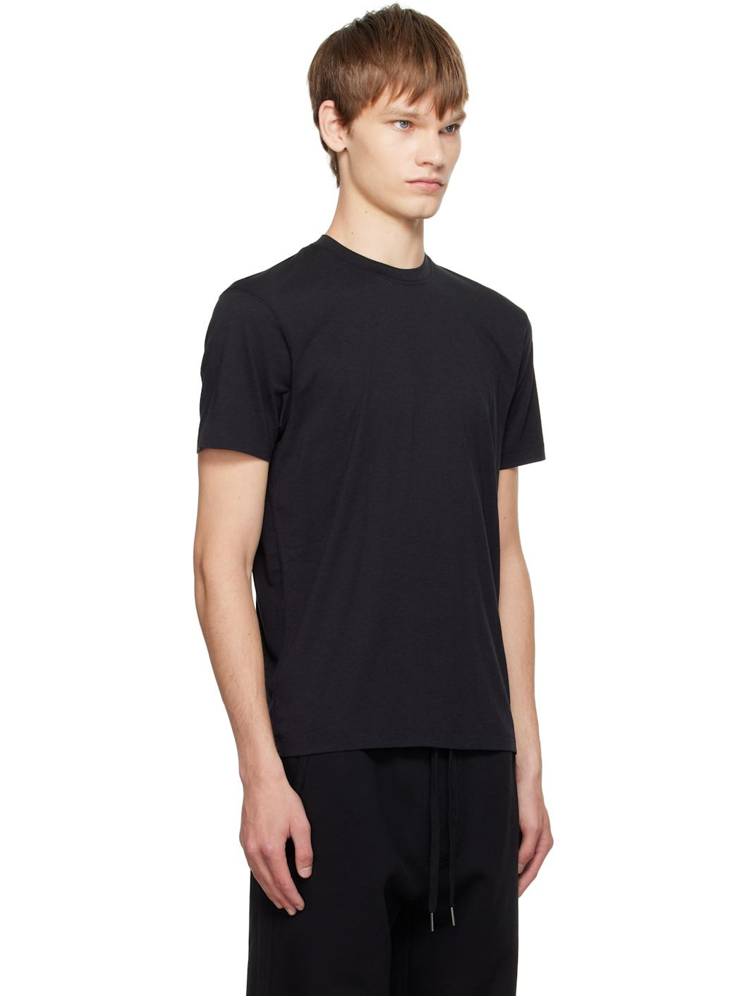 Black Lyocell Cotton Crewneck T-shirt - 2