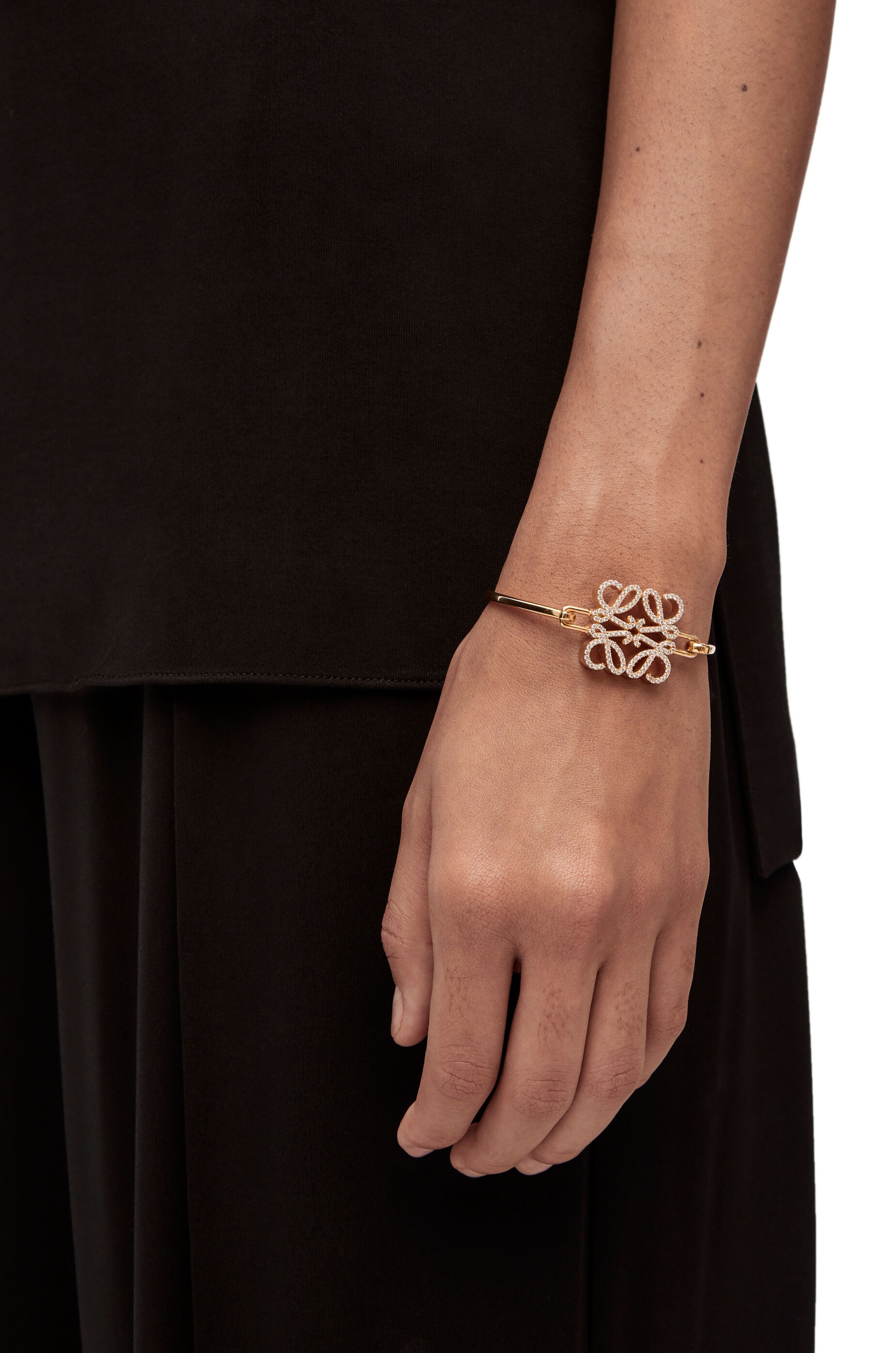 Pave Anagram open bracelet in sterling silver and crystal - 2