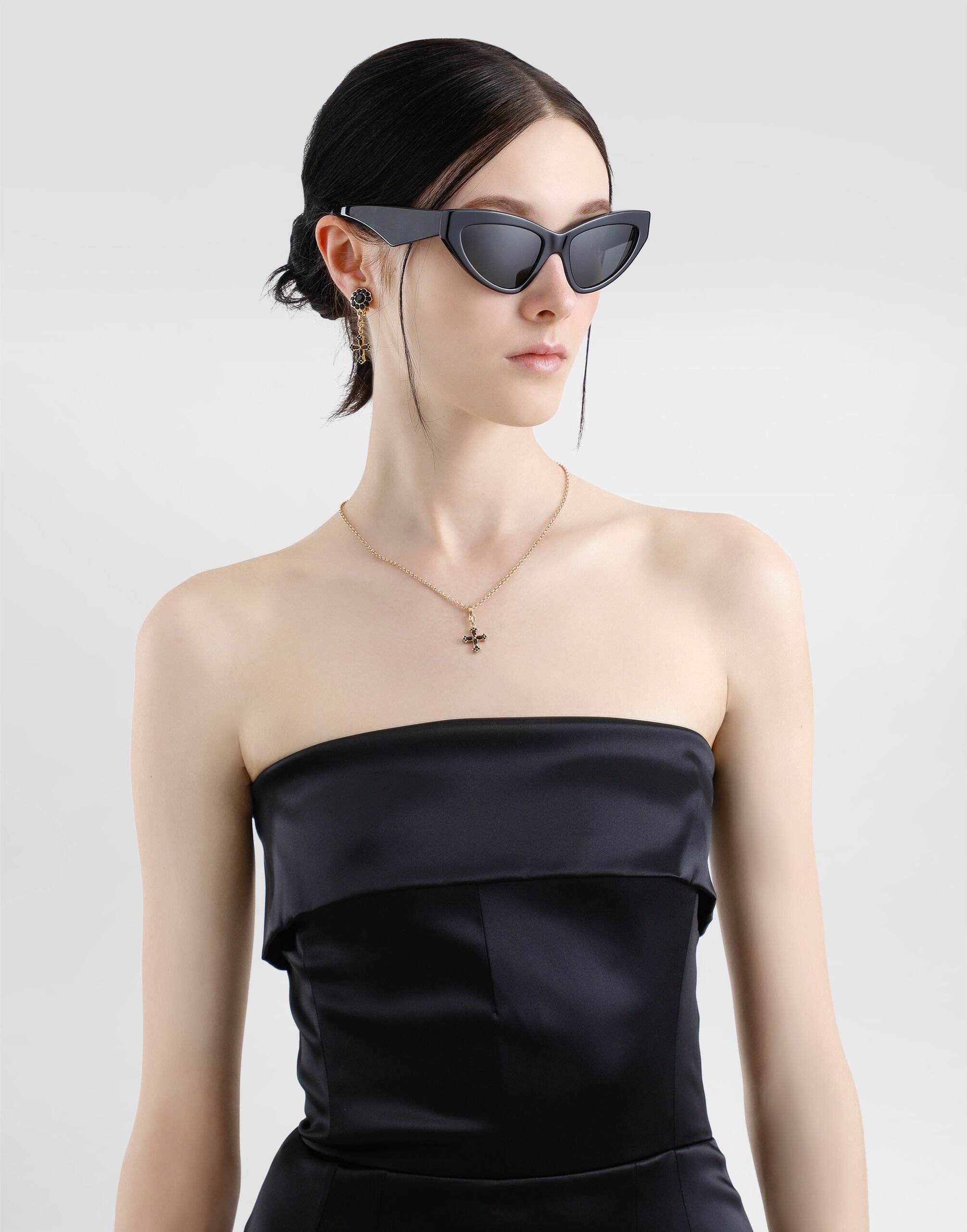 Satin calf-length corset sheath dress - 5