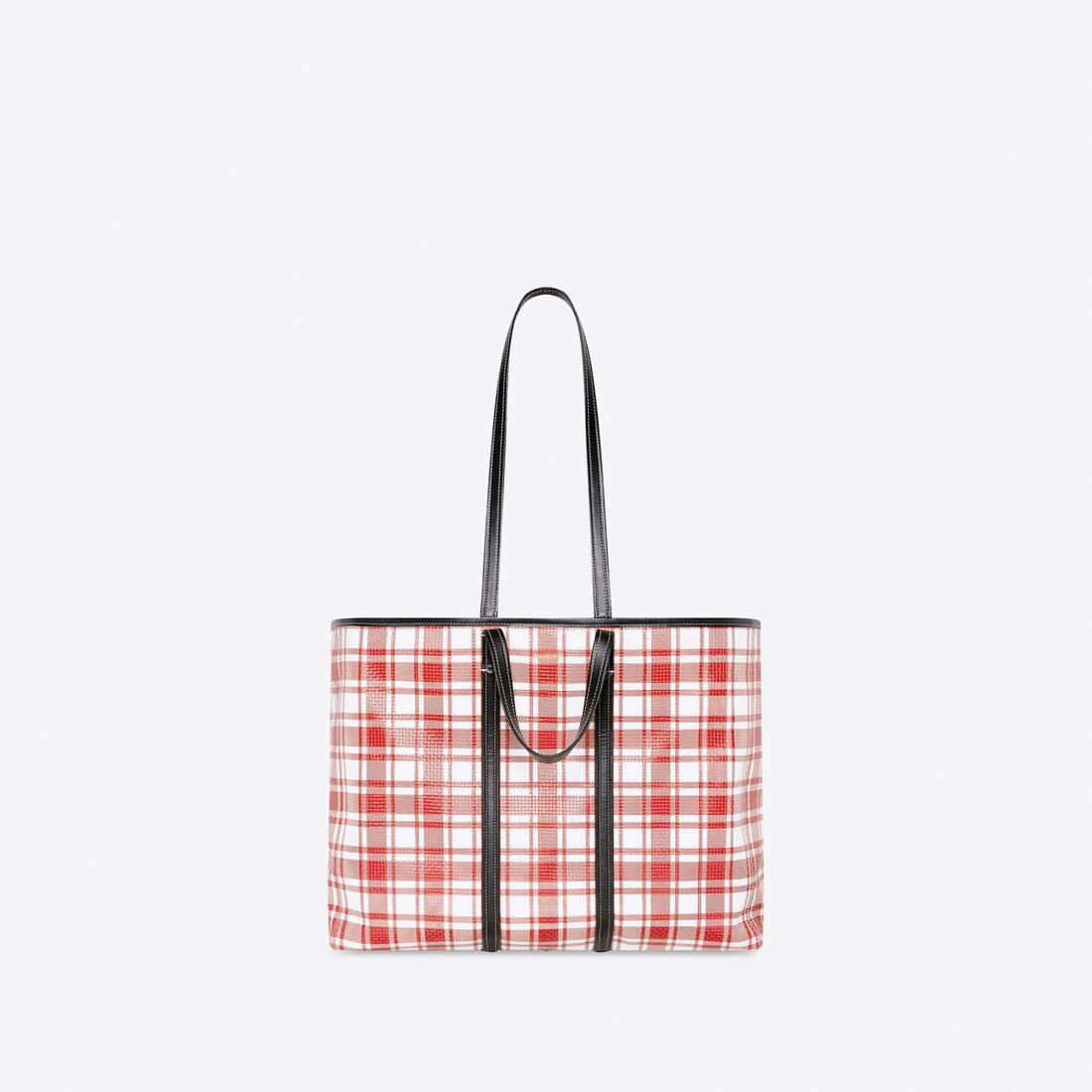 Barbes Large East-west Shopper Bag Check Printed in Red - 7