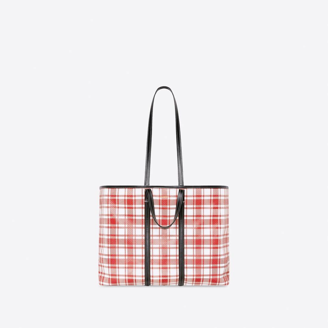 Barbes Large East-west Shopper Bag Check Printed in Red - 4