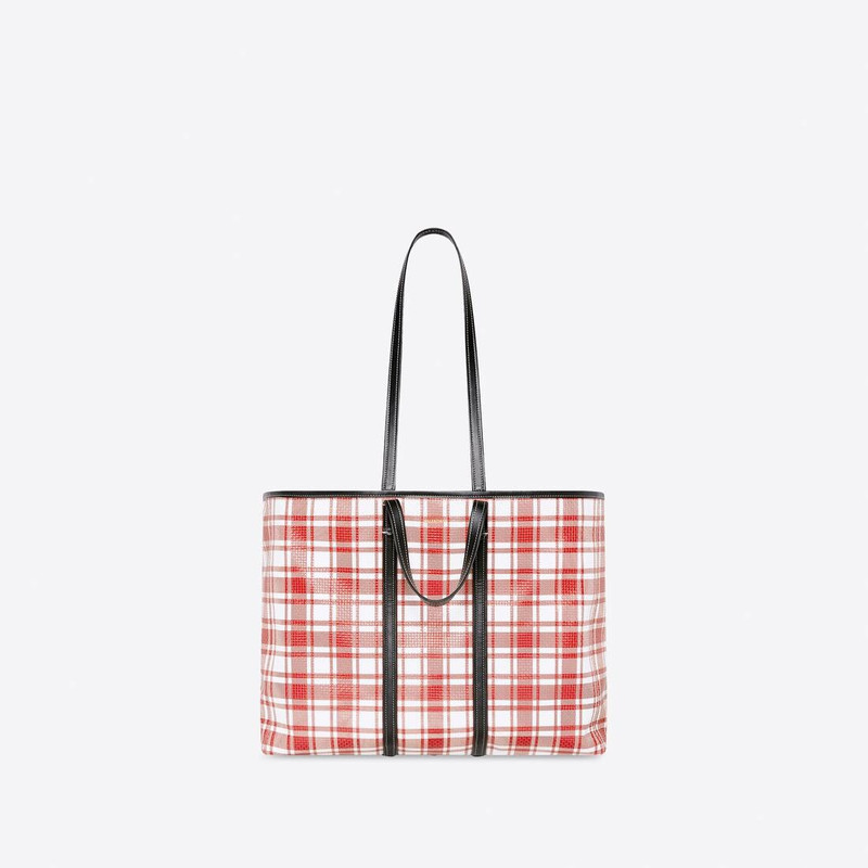 Barbes Large East-west Shopper Bag Check Printed in Red 7