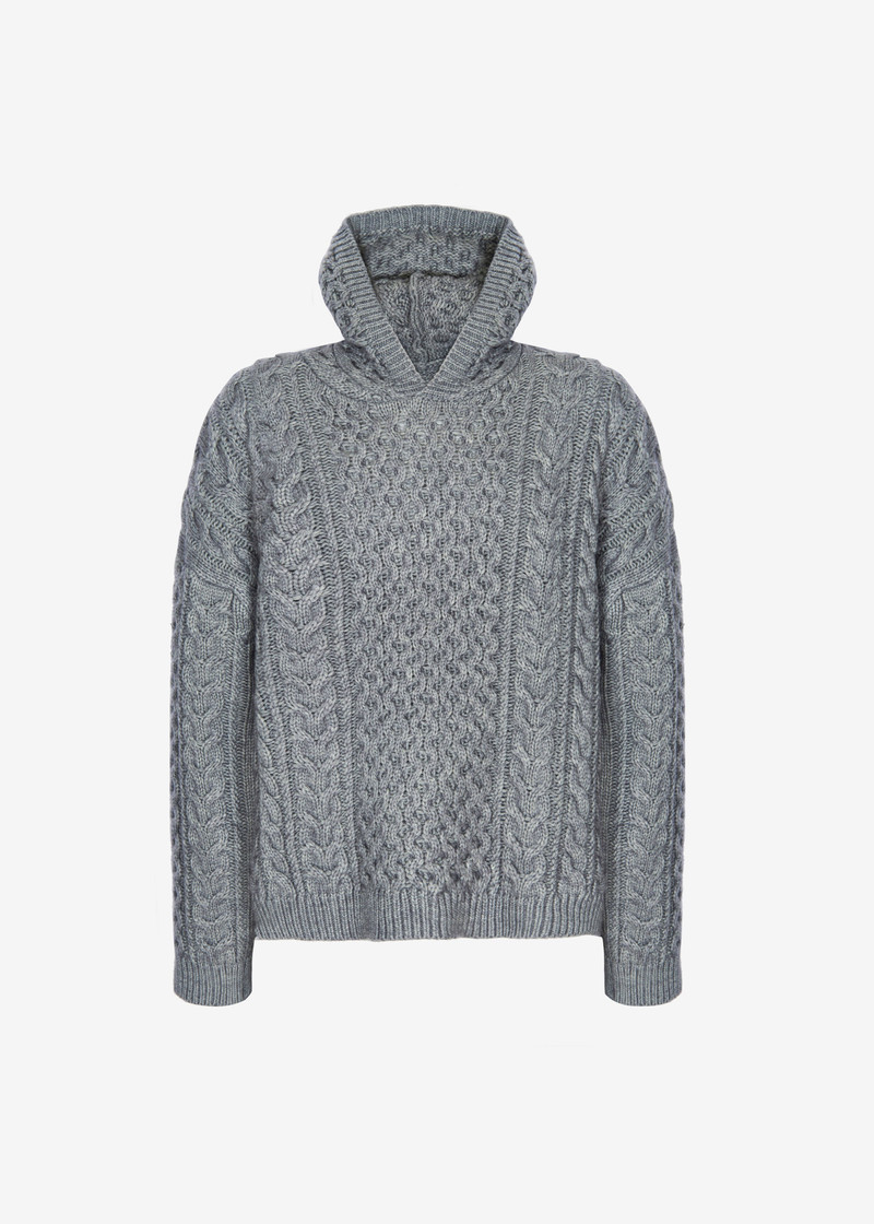Adare Braided Knit Hoodie - Grey 11