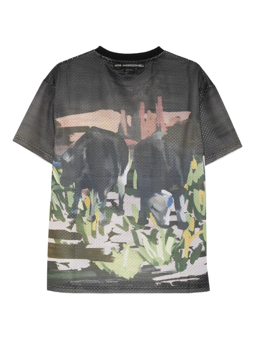 cow-print mesh T-shirt - 2