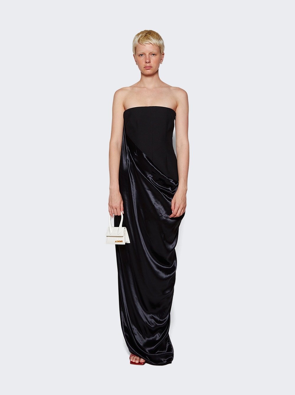 Long Color Block Dress Black and Red - 2