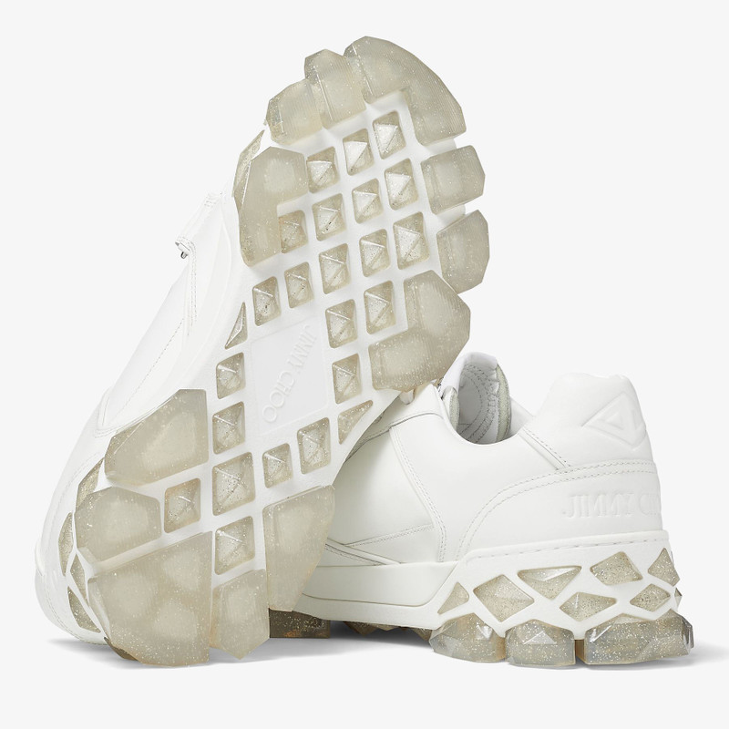 Diamond X Strap/M
X White Calf Leather Low Top Trainers with Crystal Strap 4