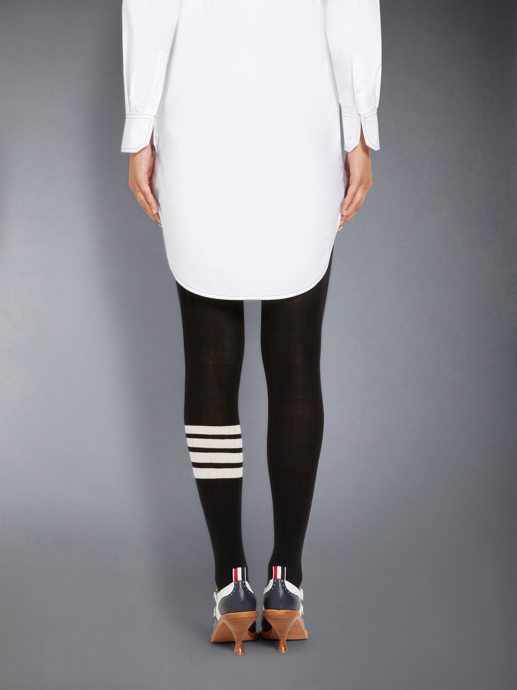 BLACK FINE MERINO WOOL 4-BAR OPAQUE RIB TIGHTS - 3
