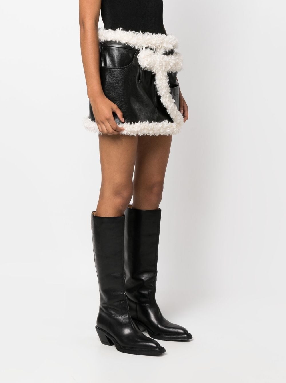 shearling-trim miniskirt - 3