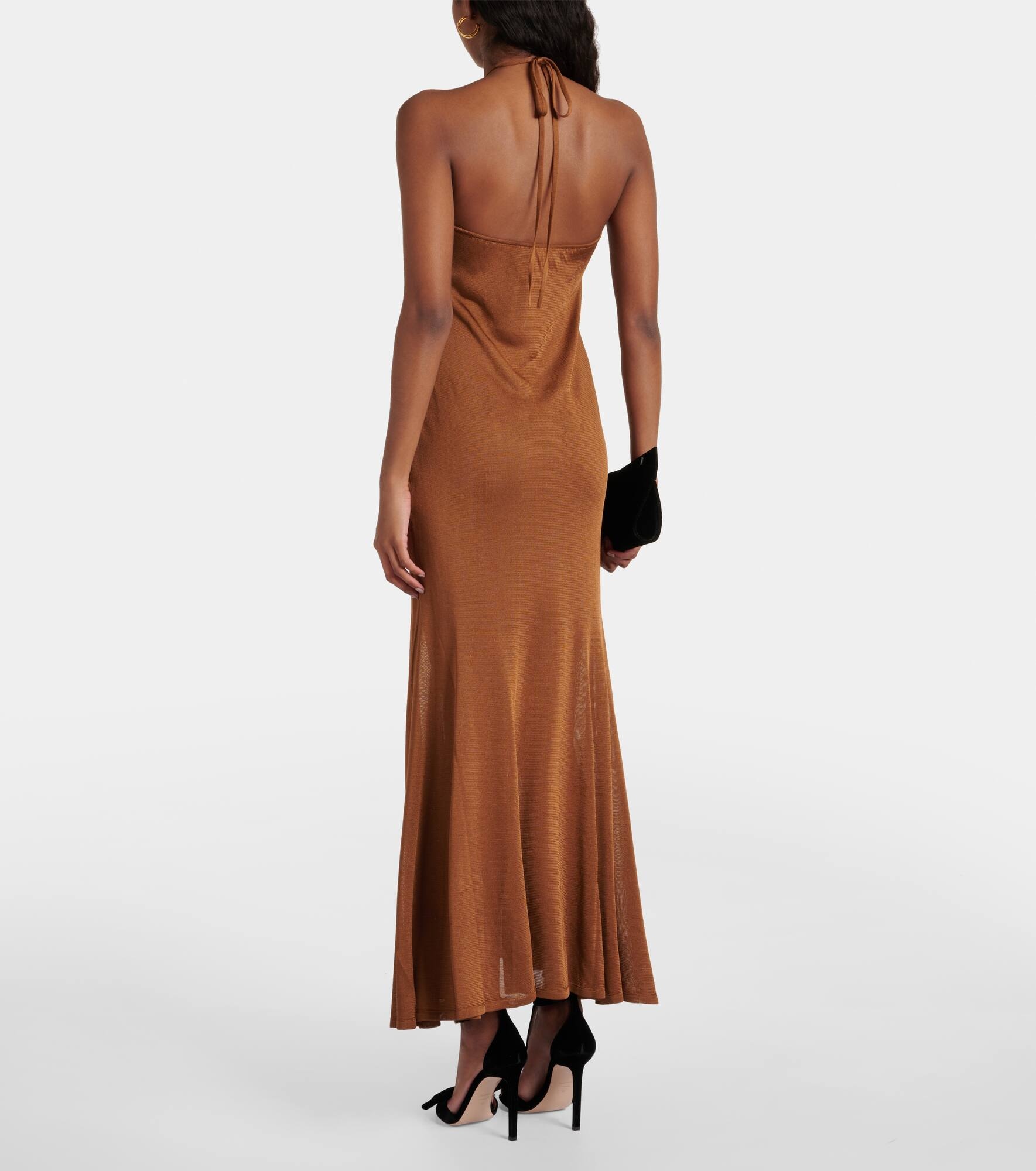 Halterneck jersey maxi dress - 3