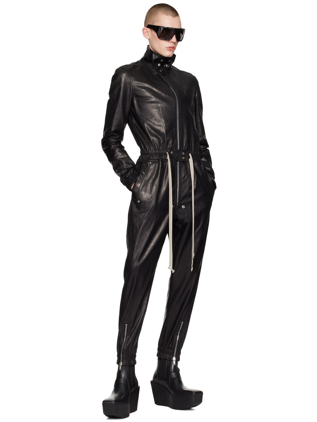 Black Luxor Leather Jumpsuit - 4