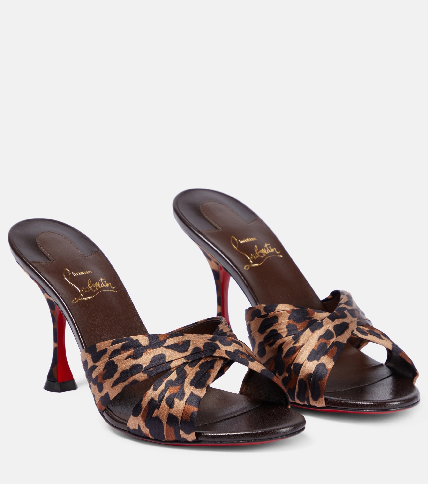 Nicol is Back 85 leopard-print satin mules - 1