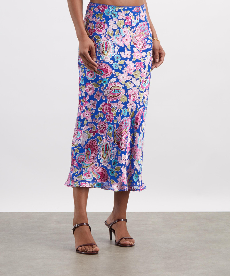 RIXO Ardith Floral Silk-Blend Midi Skirt outlook