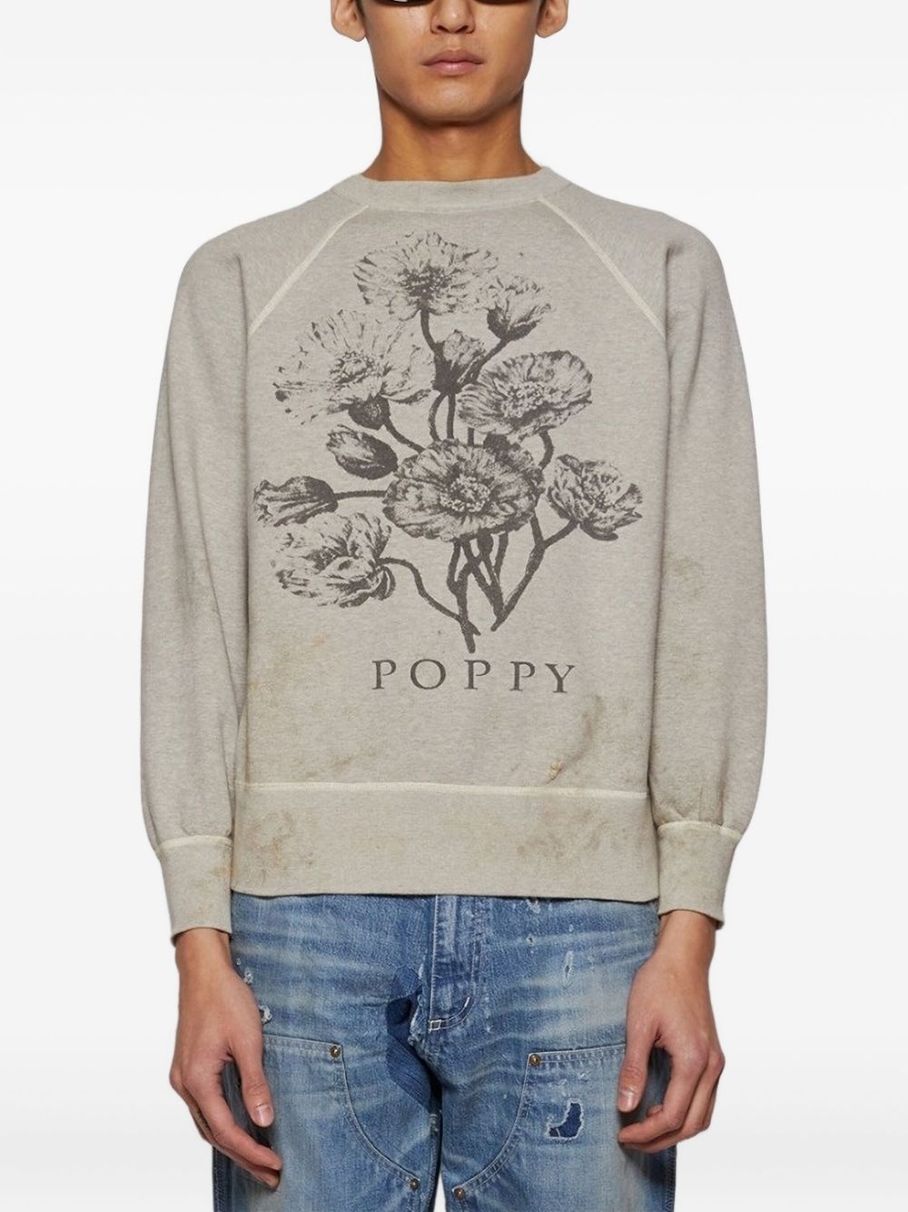 poppy-print raglan sweatshirt - 3