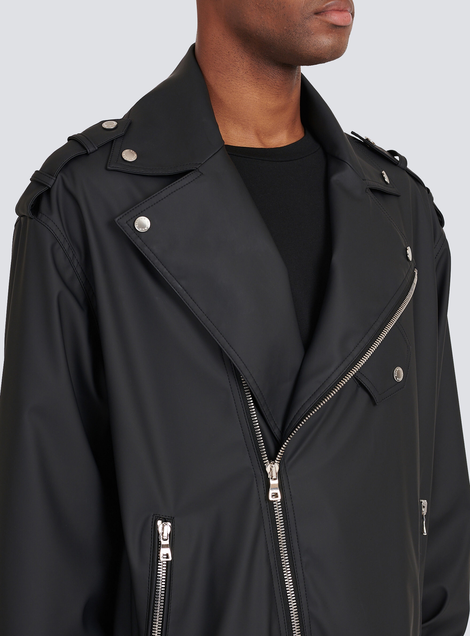Quilted faux leather biker jacket - 7