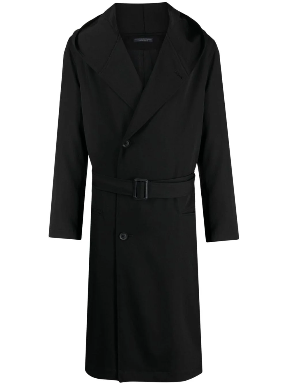 belted hooded wool trench coat - 1