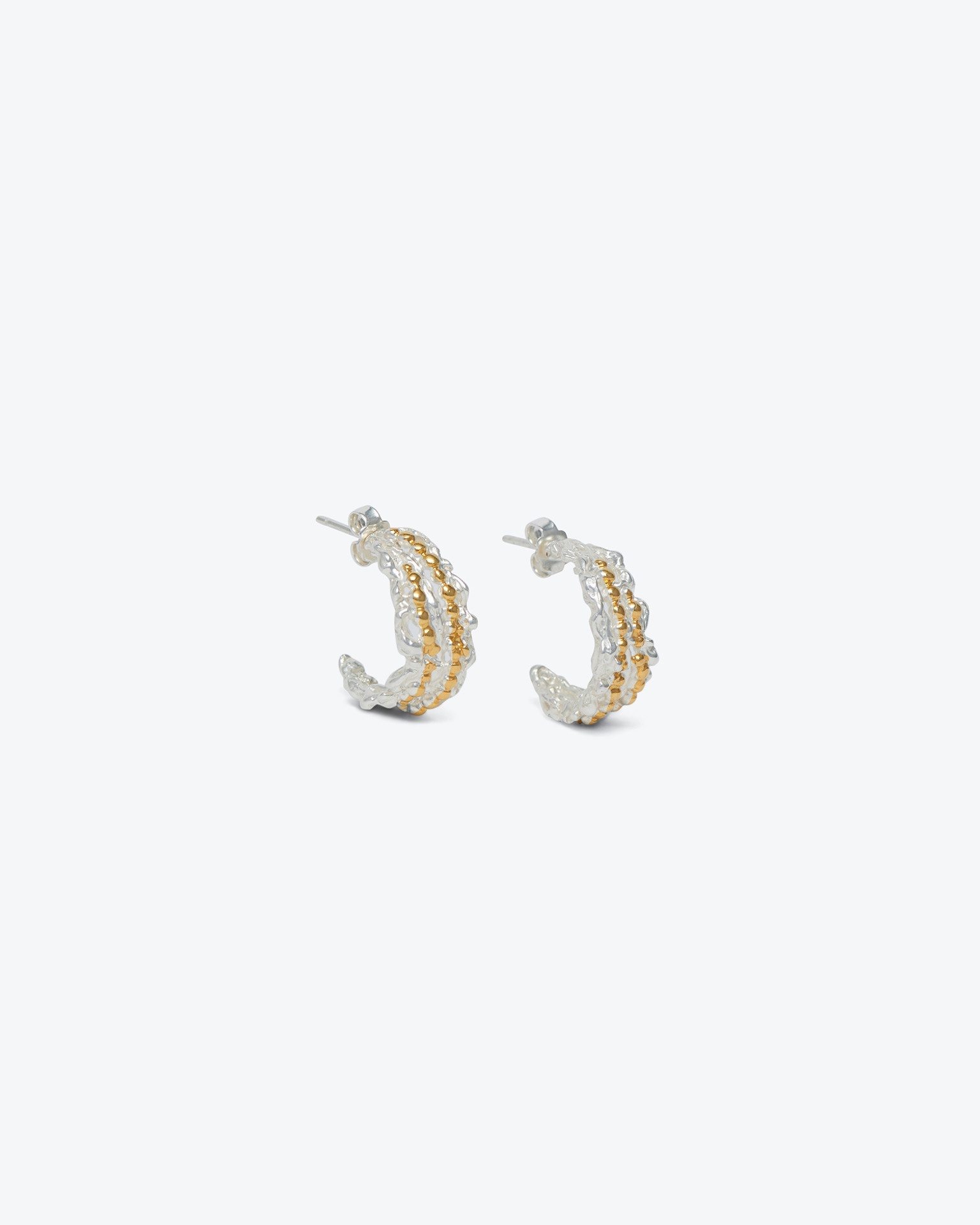 LEDA - Gold plated recycled silver earrings - 1