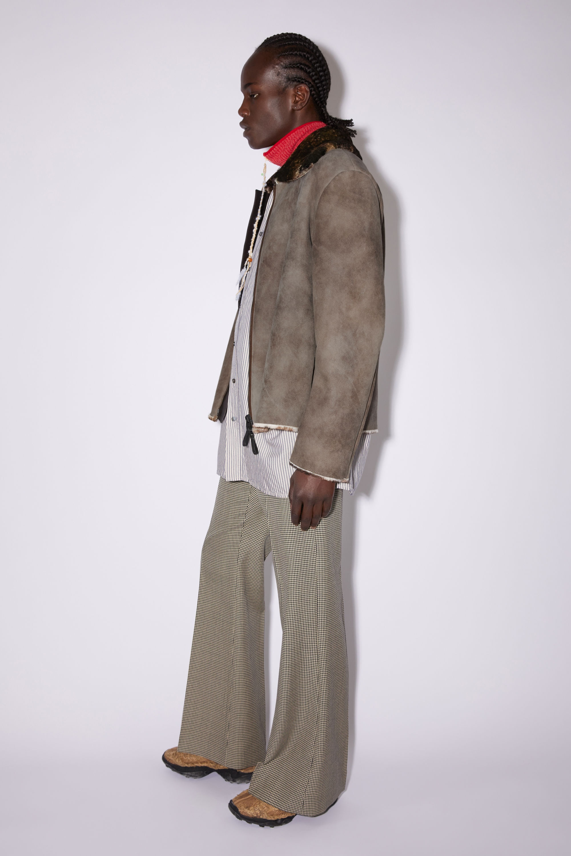 Shearling suede fur jacket - Antique brown - 4