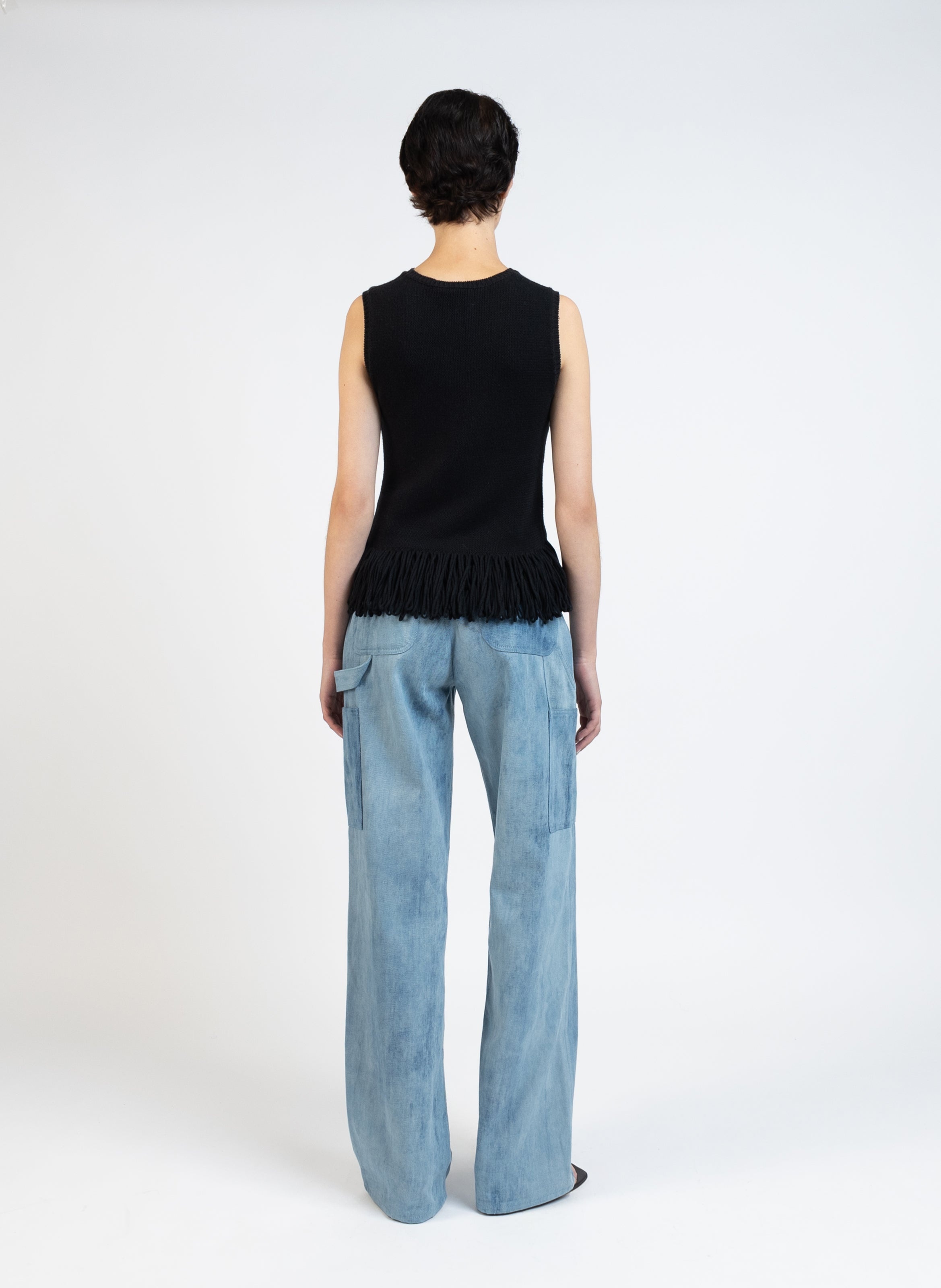 Knit top With Fringe/Black - 5