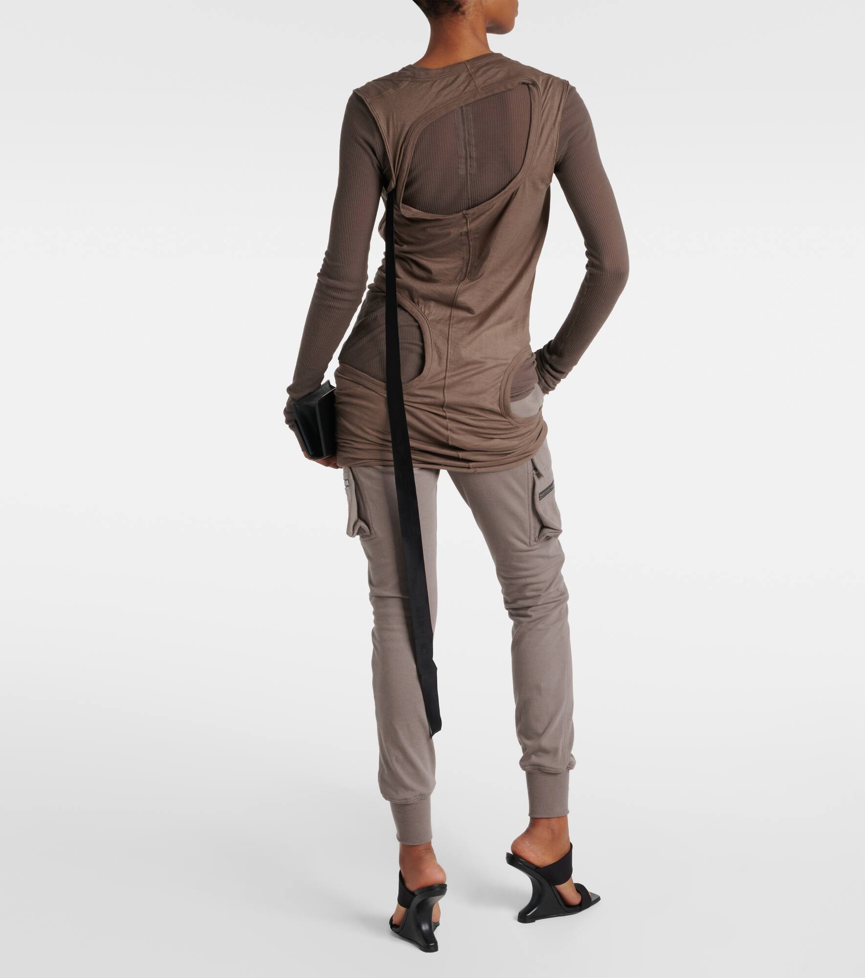 DRKSHDW cutout cotton jersey top - 3