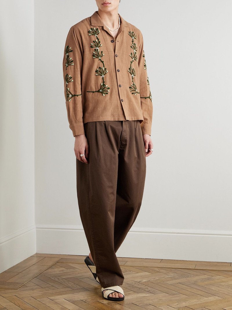 KARTIK RESEARCH Bead-Embellished Embroidered Cotton Shirt Beige outlook