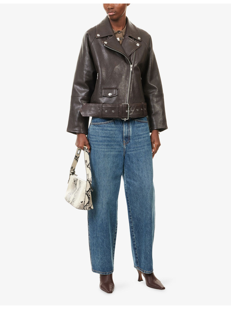 STAND STUDIO Romy Belted Leather Jacket outlook