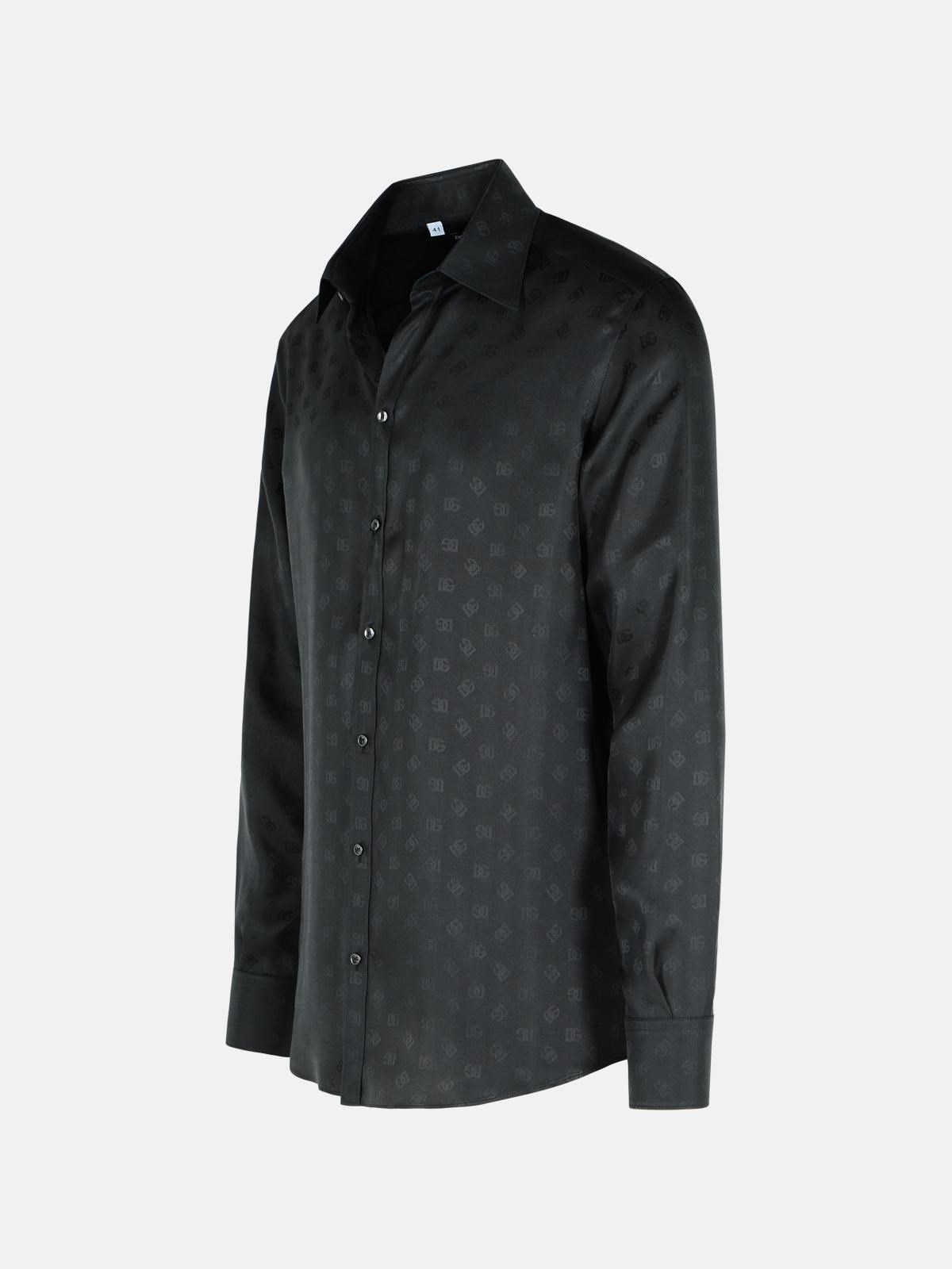'MONORAM' BLACK SILK SHIRT - 2
