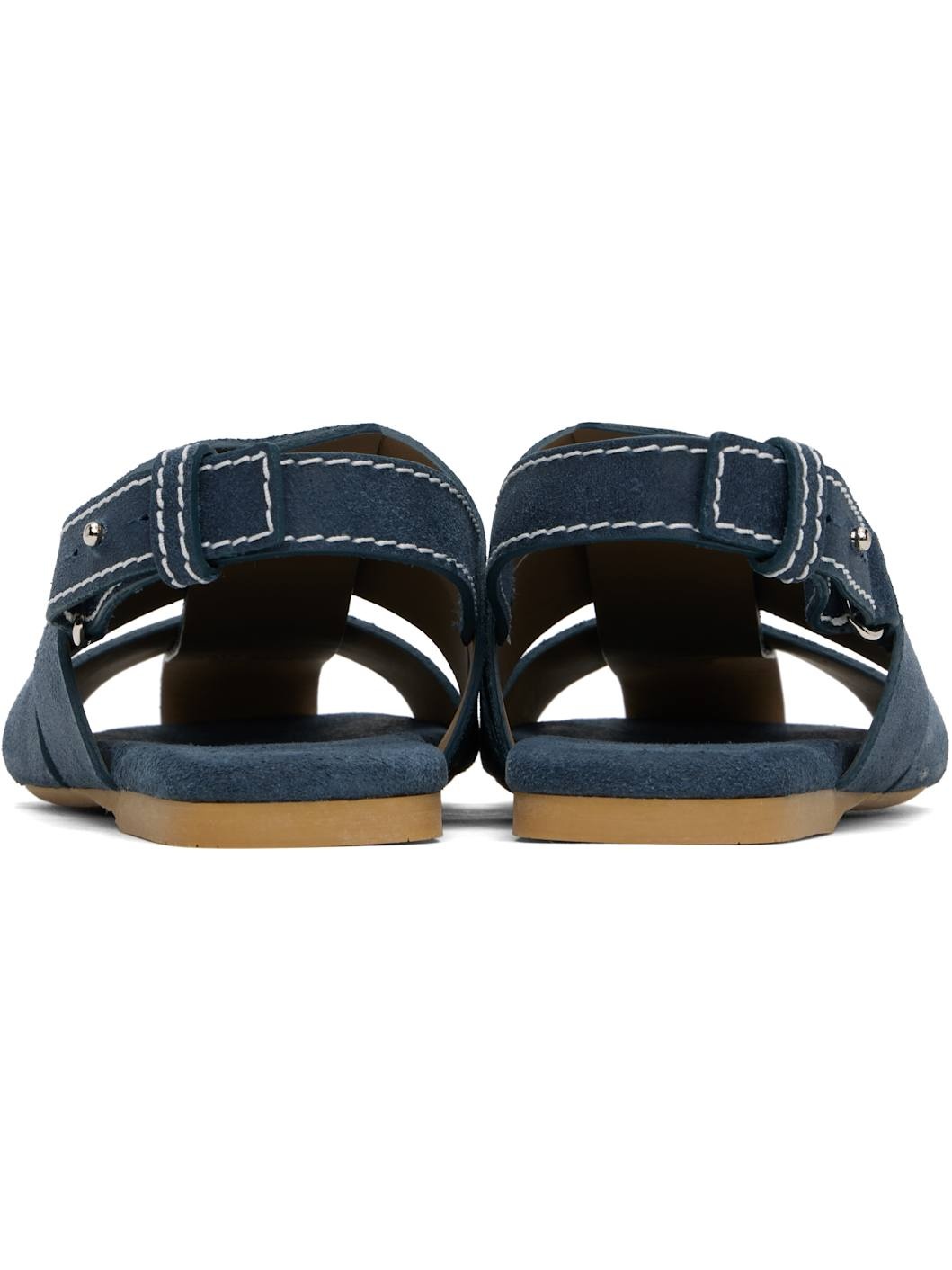 Blue Stripe Flat Sandals - 2