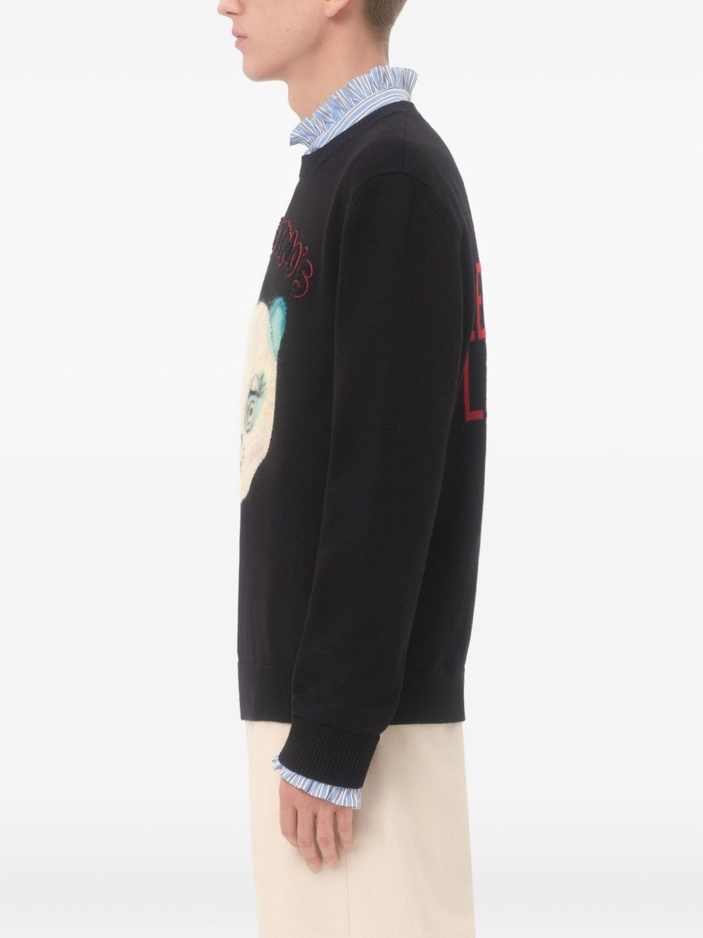 WOOL AND COTTON SWEATER WITH CHAT DE LA MAISON PATCH - 4