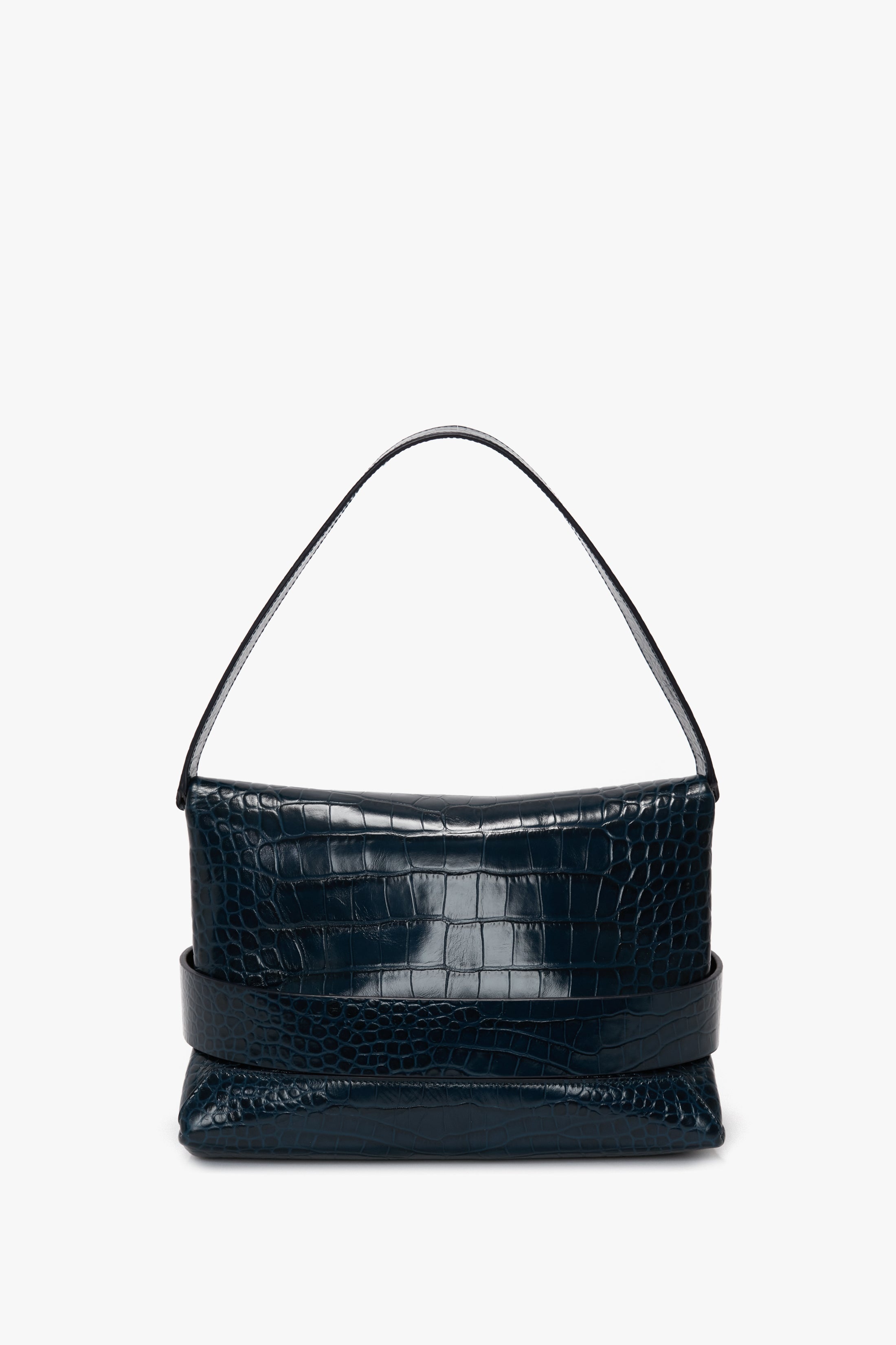 B Pouch In Croc Effect Midnight Blue Leather - 4