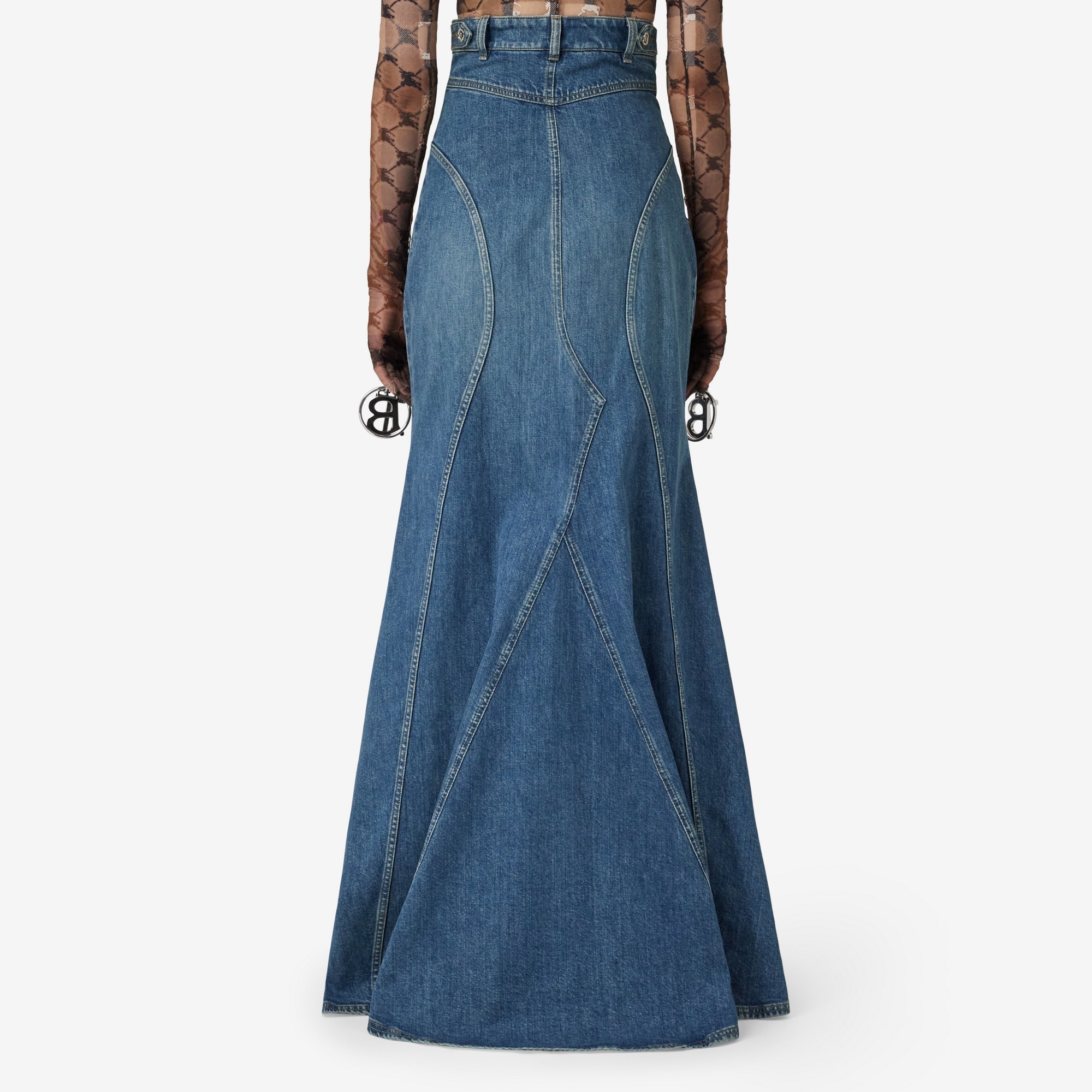 Denim Floor-length Skirt - 3