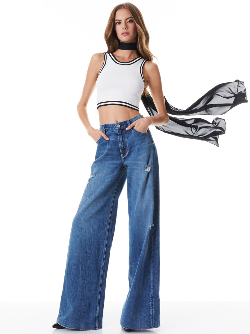 Alice + Olivia TRISH MID RISE BAGGY JEAN outlook