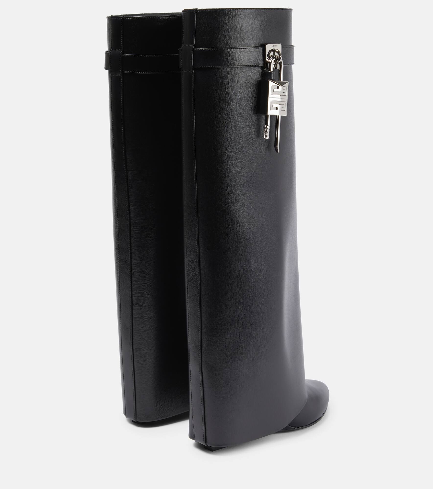Shark Lock leather knee-high boots - 2
