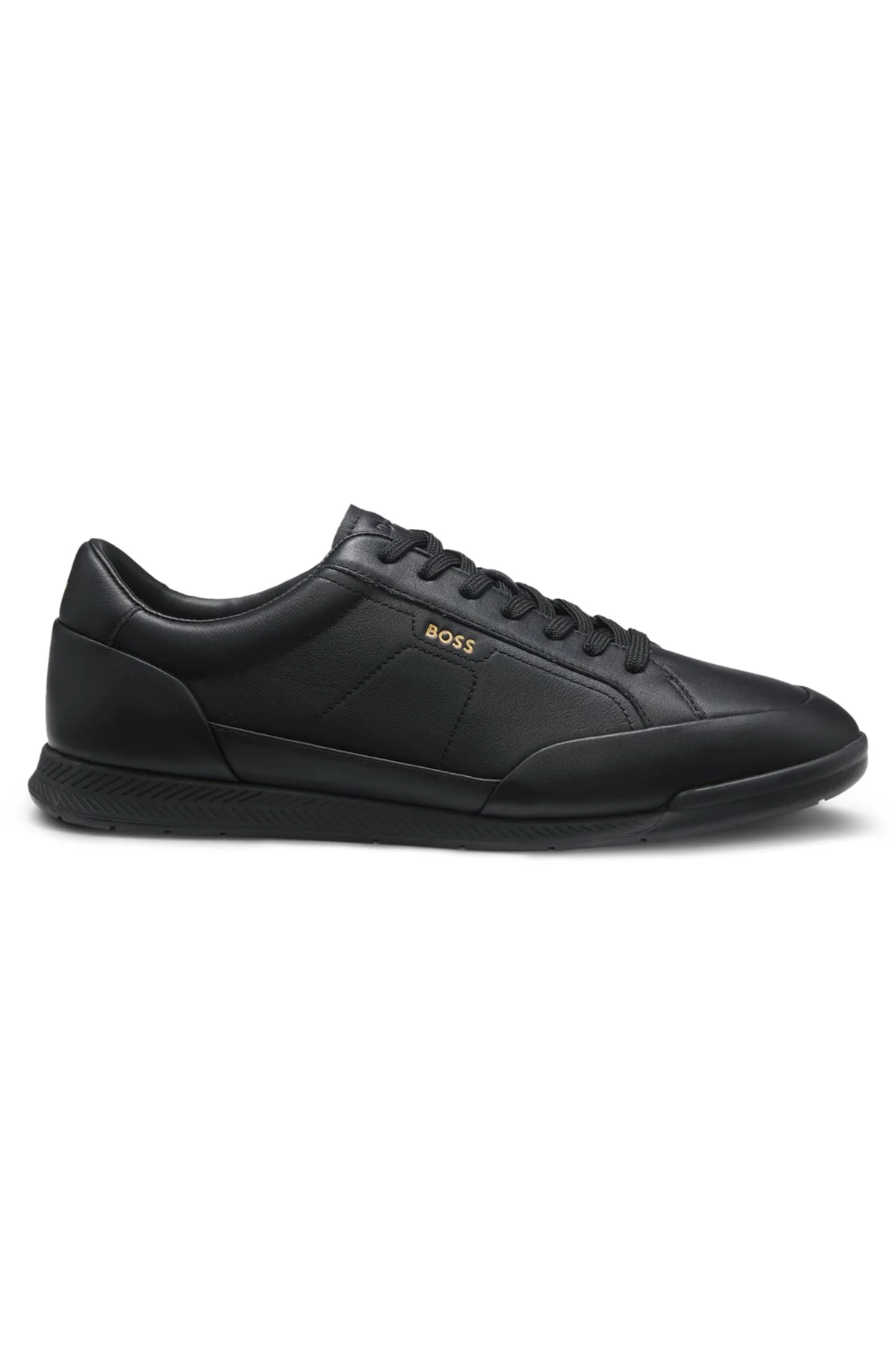 LEATHER SNEAKERS WITH FOIL LOGO - 1