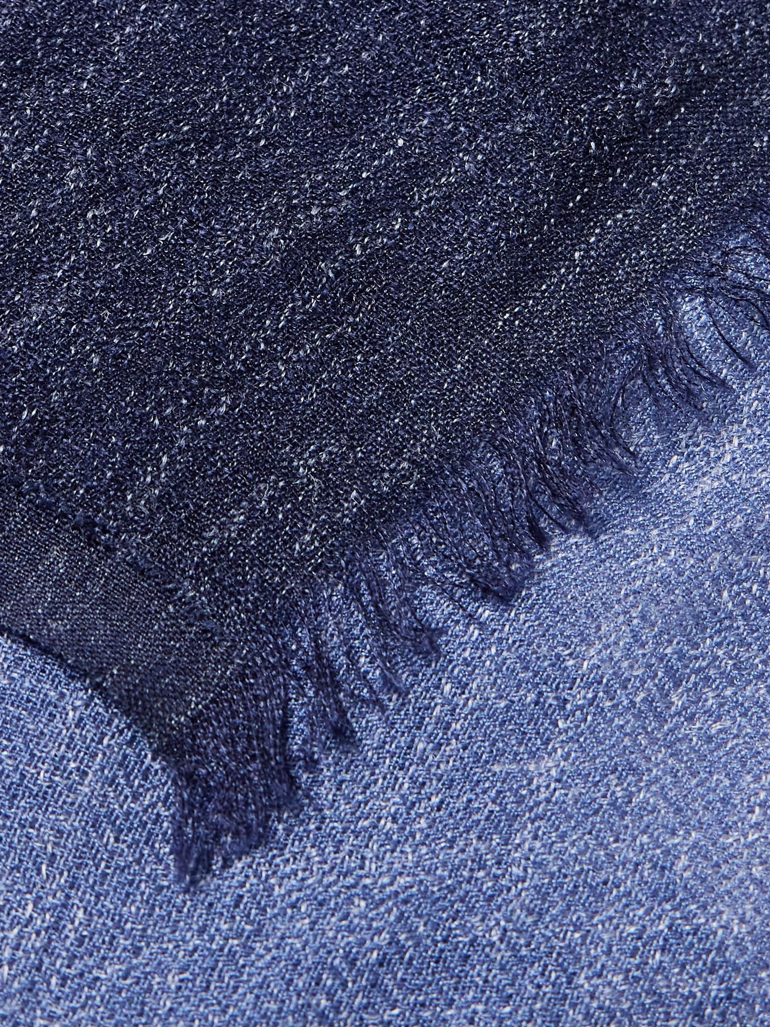 Colour-Block Silk and Linen-Blend Scarf Blue - 3