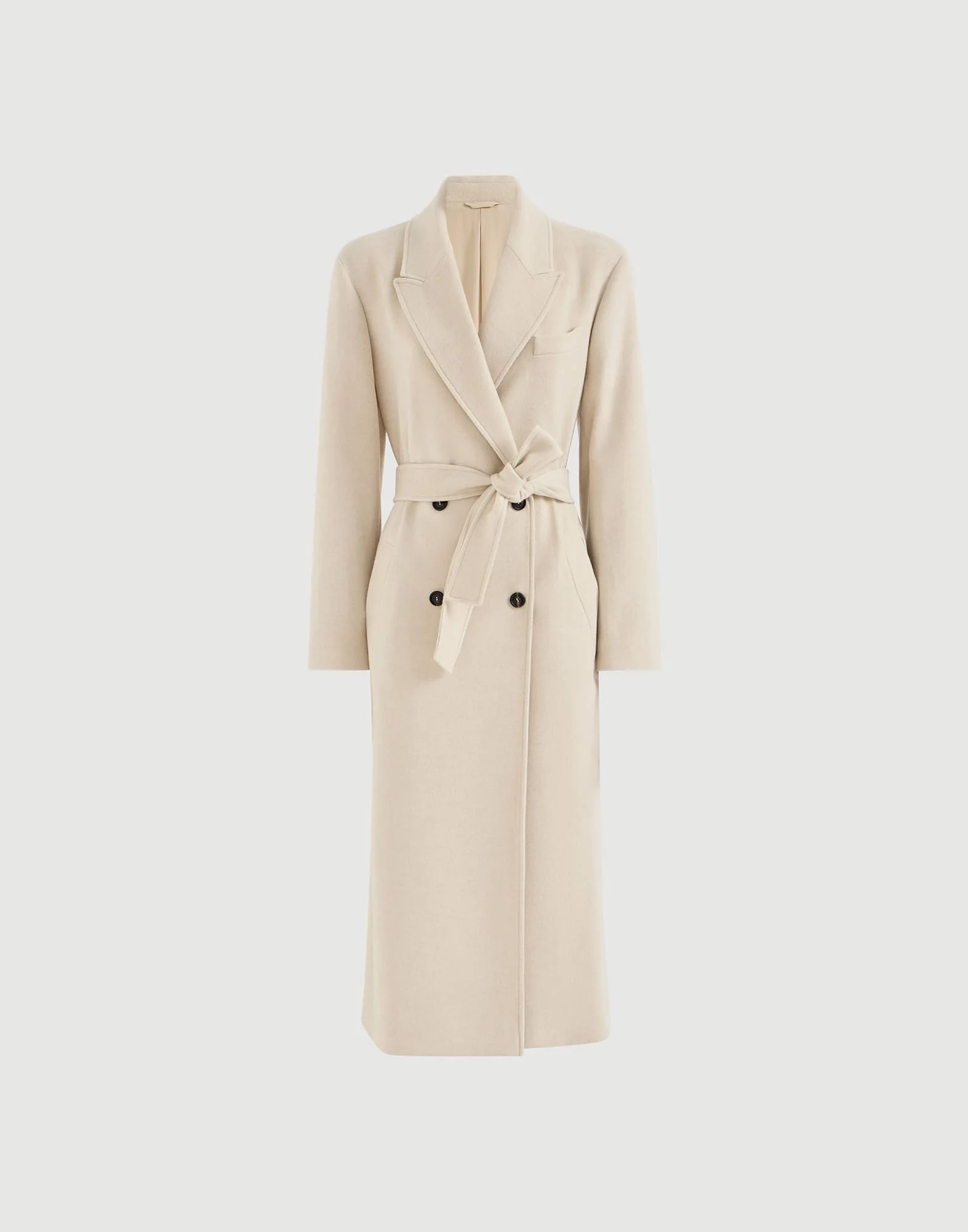 Lightweight water-resistant cashmere belted coat with monili - 1