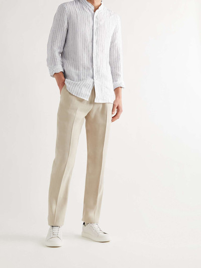 Brunello Cucinelli Grandad-Collar Pinstriped Linen Shirt outlook