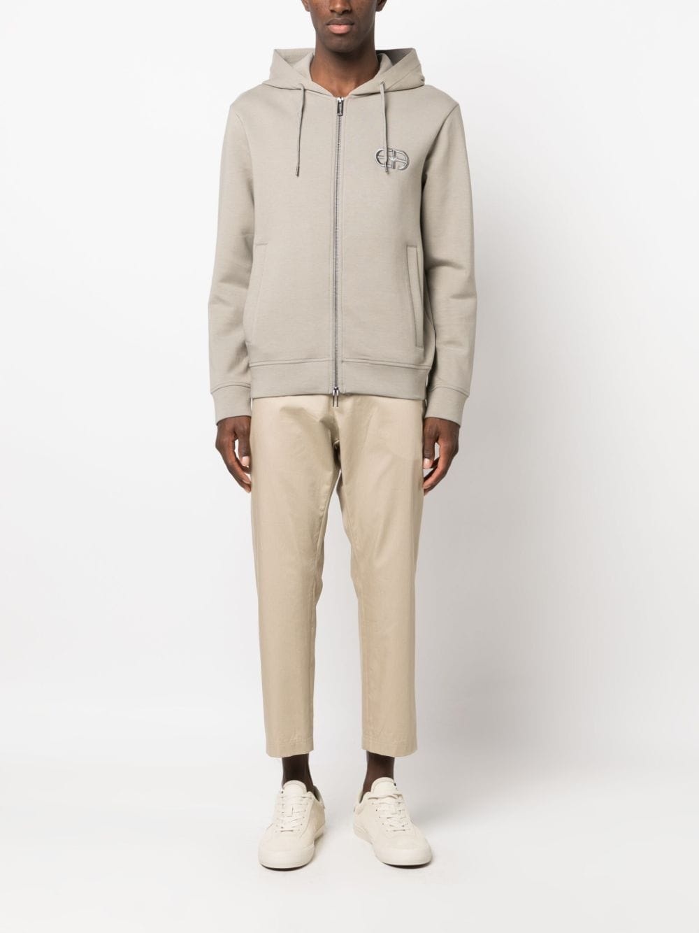 logo-embroidered drawstring hoodie - 2